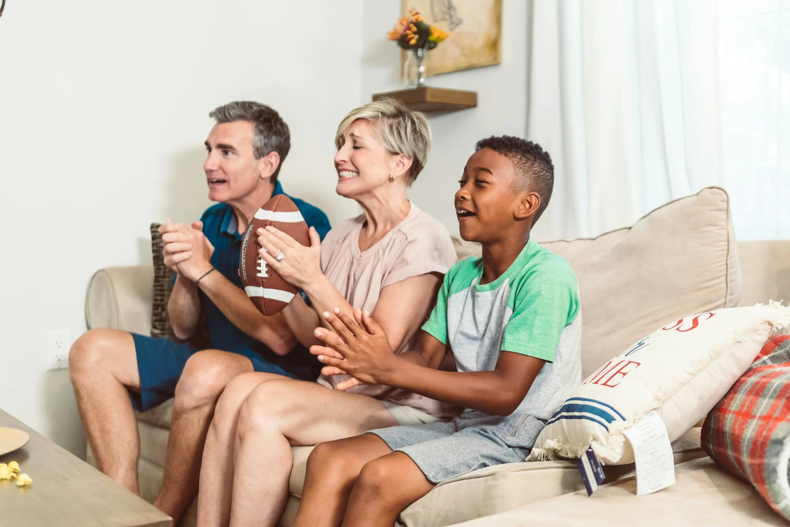 A family watching sports together.